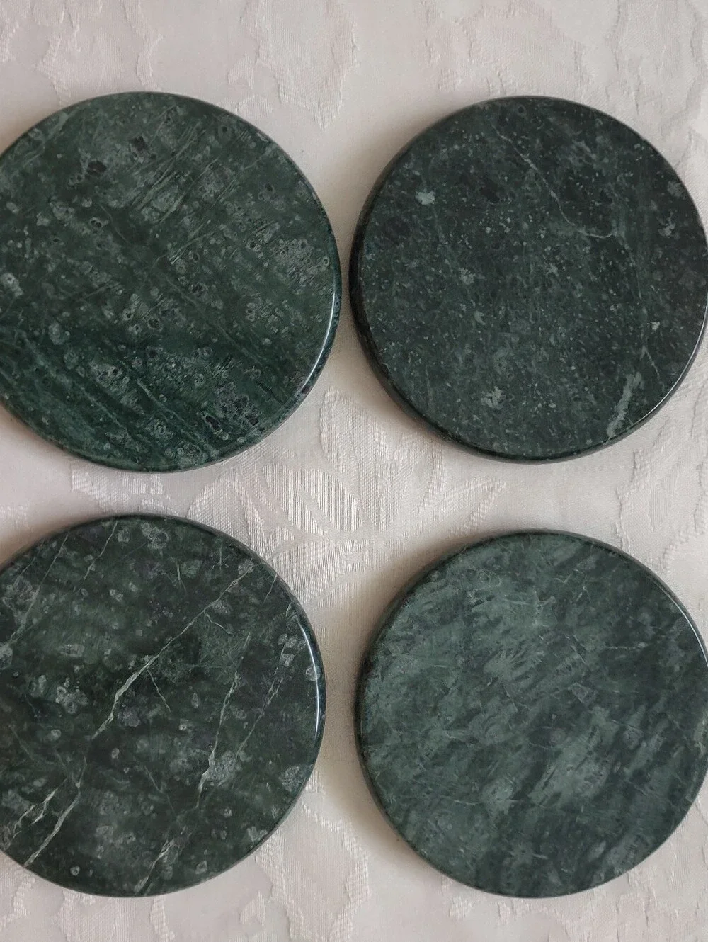 4 Green Marble Round Coasters